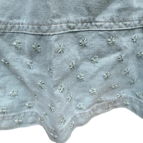 J Jill Womens Green Sleeveless Tank Top flower detail Button Tie On Side Size M - Picture 5 of 11